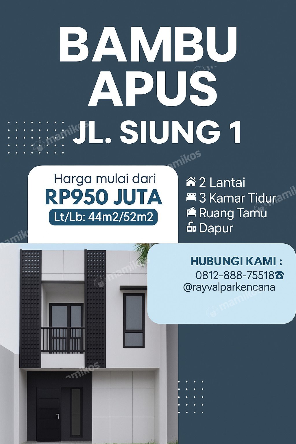 Rumah Sertifikat SHM 3 Kamar Tidur 2 Kamar Mandi Bambu Apus Jakarta Timur