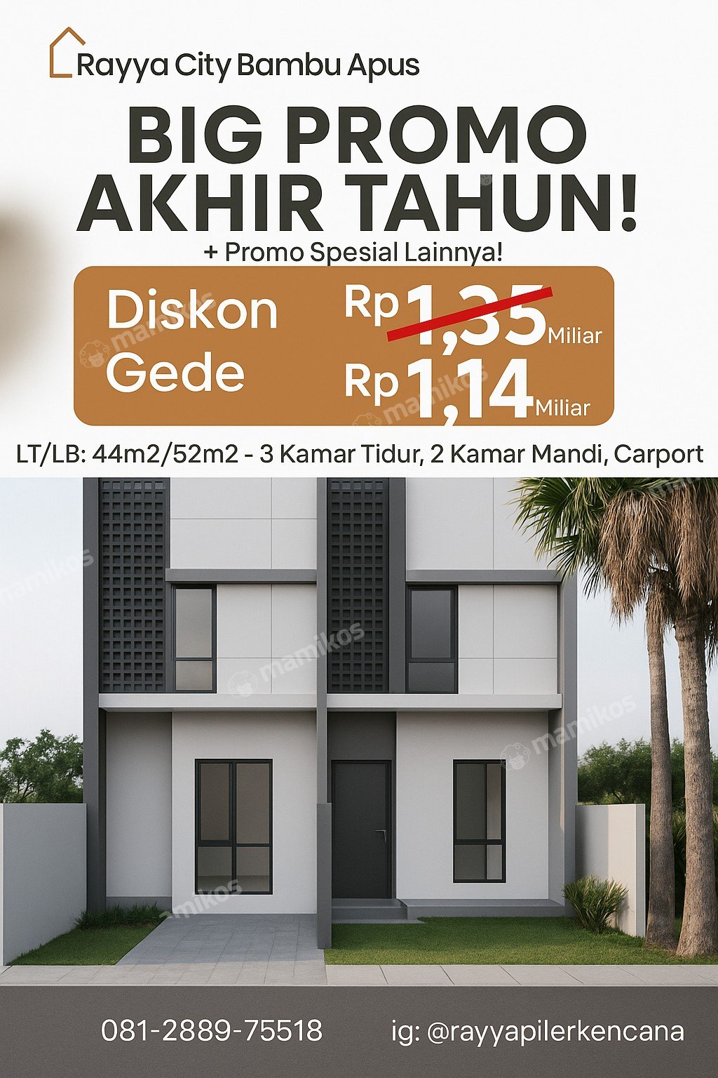 Rumah Sertifikat SHM 3 Kamar Tidur 2 Kamar Mandi Bambu Apus Jakarta Timur - Photo 3