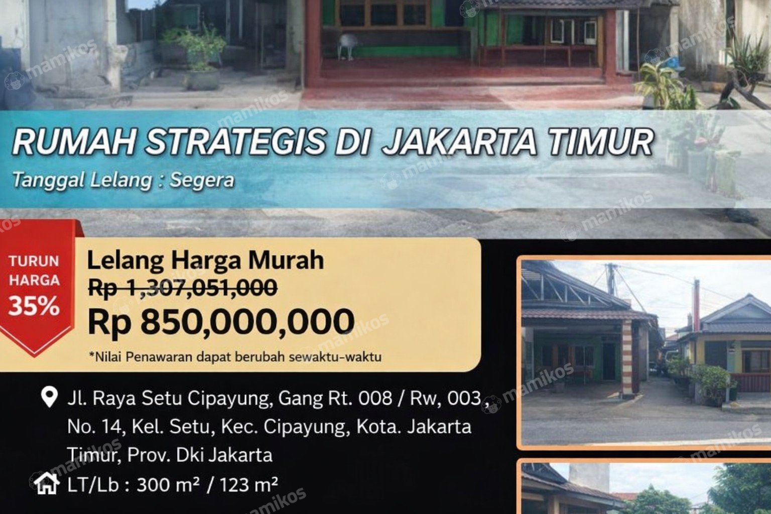 Rumah Sertifikat SHM 2 Kamar Tidur 1 Kamar Mandi Cipayung Jakarta Timur