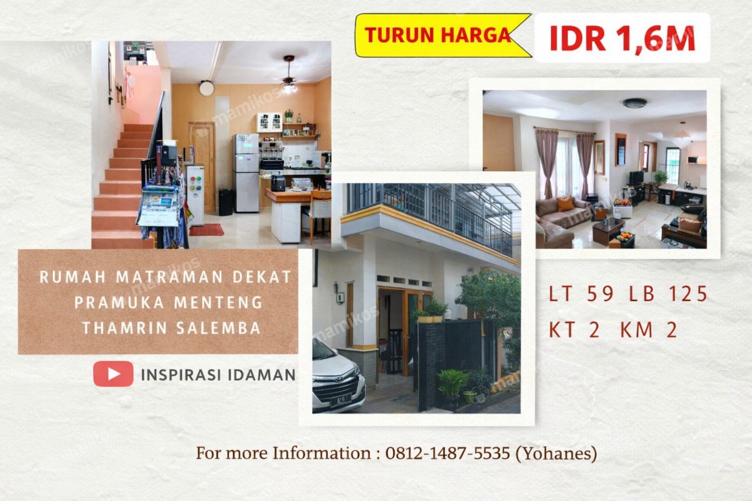 Rumah Sertifikat HGB 2 Kamar Tidur 2 Kamar Mandi Matraman Jakarta Timur