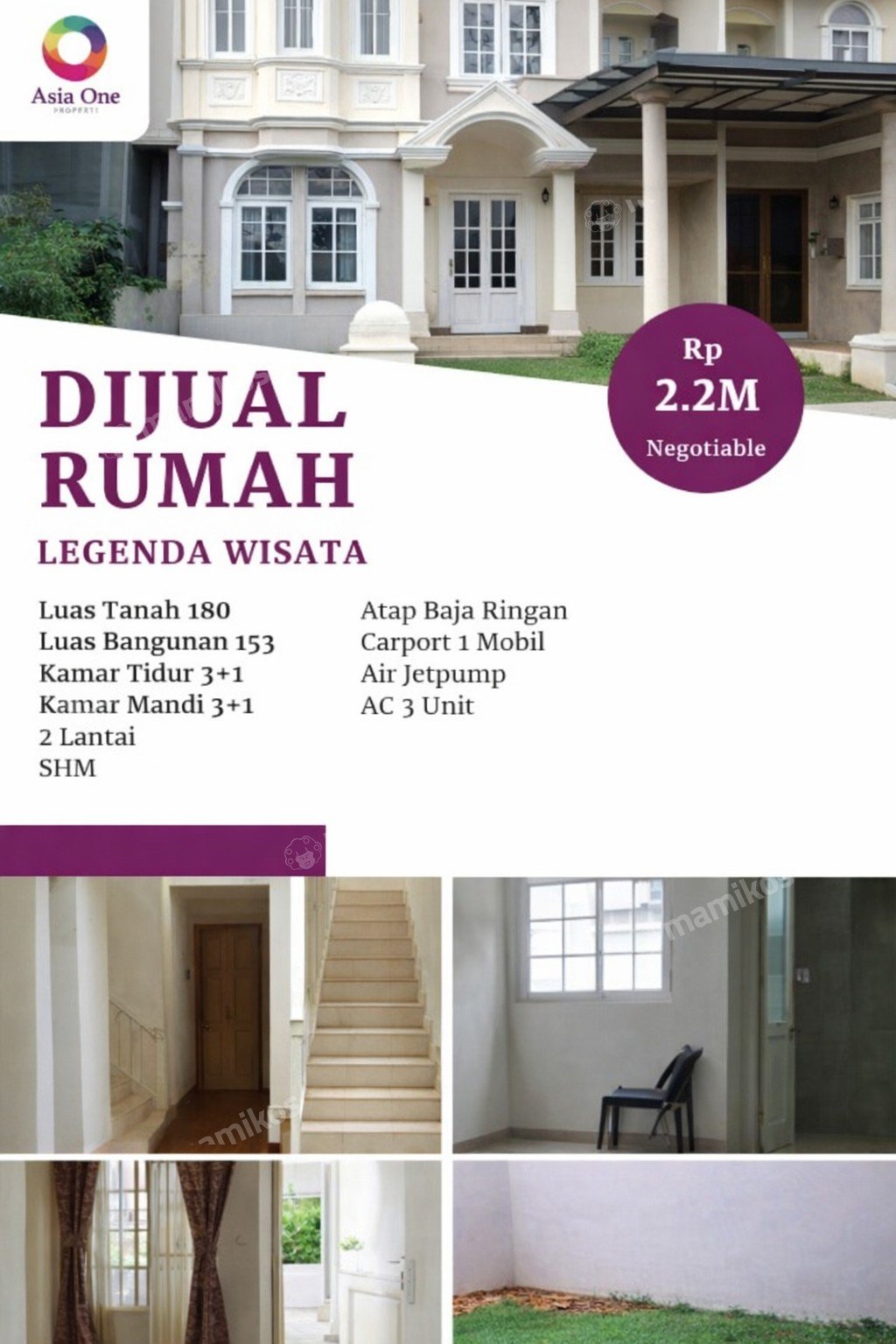 Rumah Sertifikat SHM 4 Kamar Tidur 4 Kamar Mandi Legenda Wisata Jakarta Timur - Photo 2