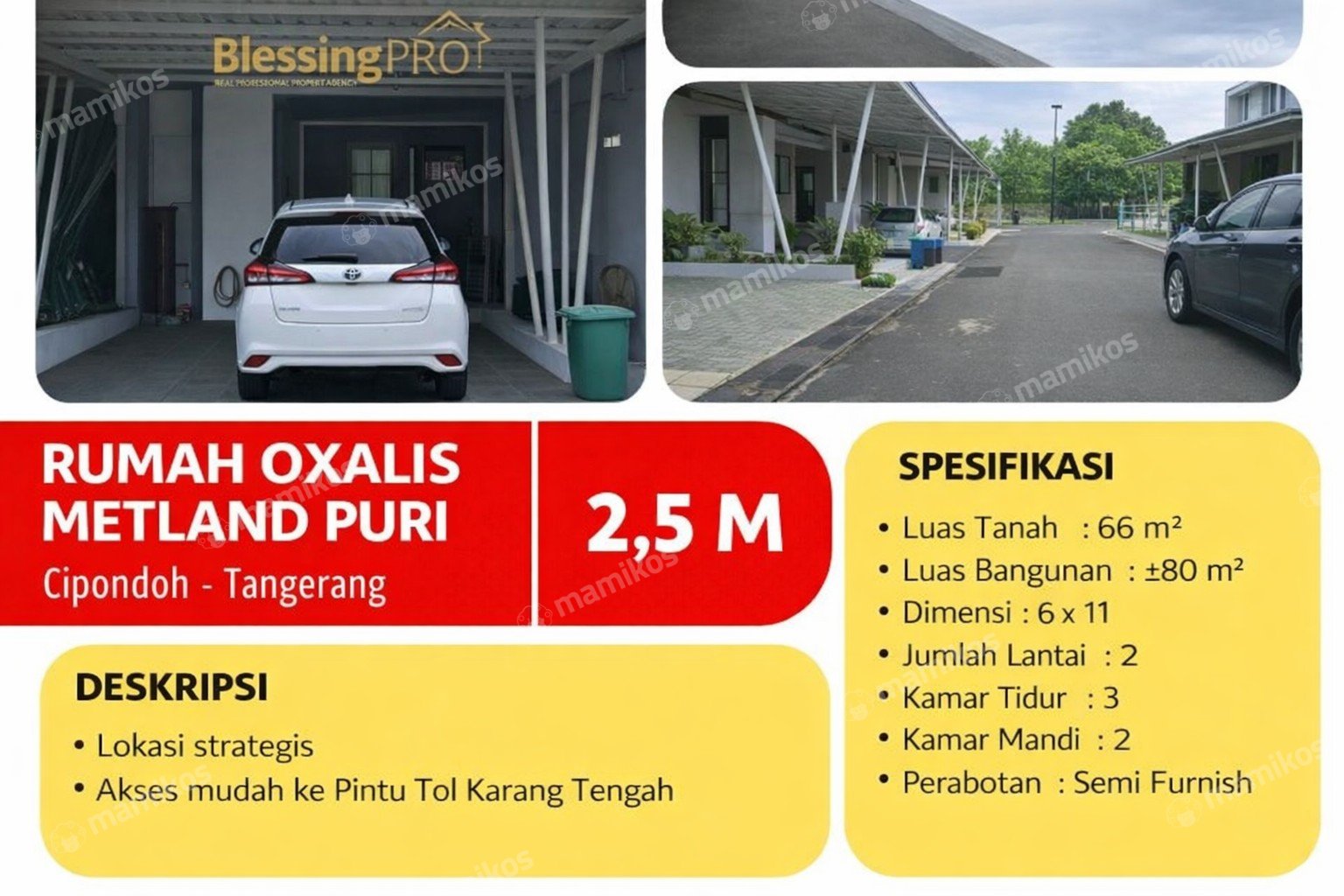 Rumah Sertifikat SHM 3 Kamar Tidur 2 Kamar Mandi Metland Puri Jakarta Barat