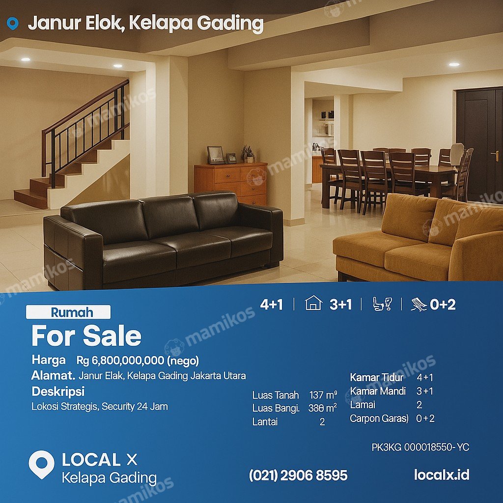 Rumah Sertifikat SHM 4 Kamar Tidur 3 Kamar Mandi Kelapa Gading Jakarta Utara - Photo 2