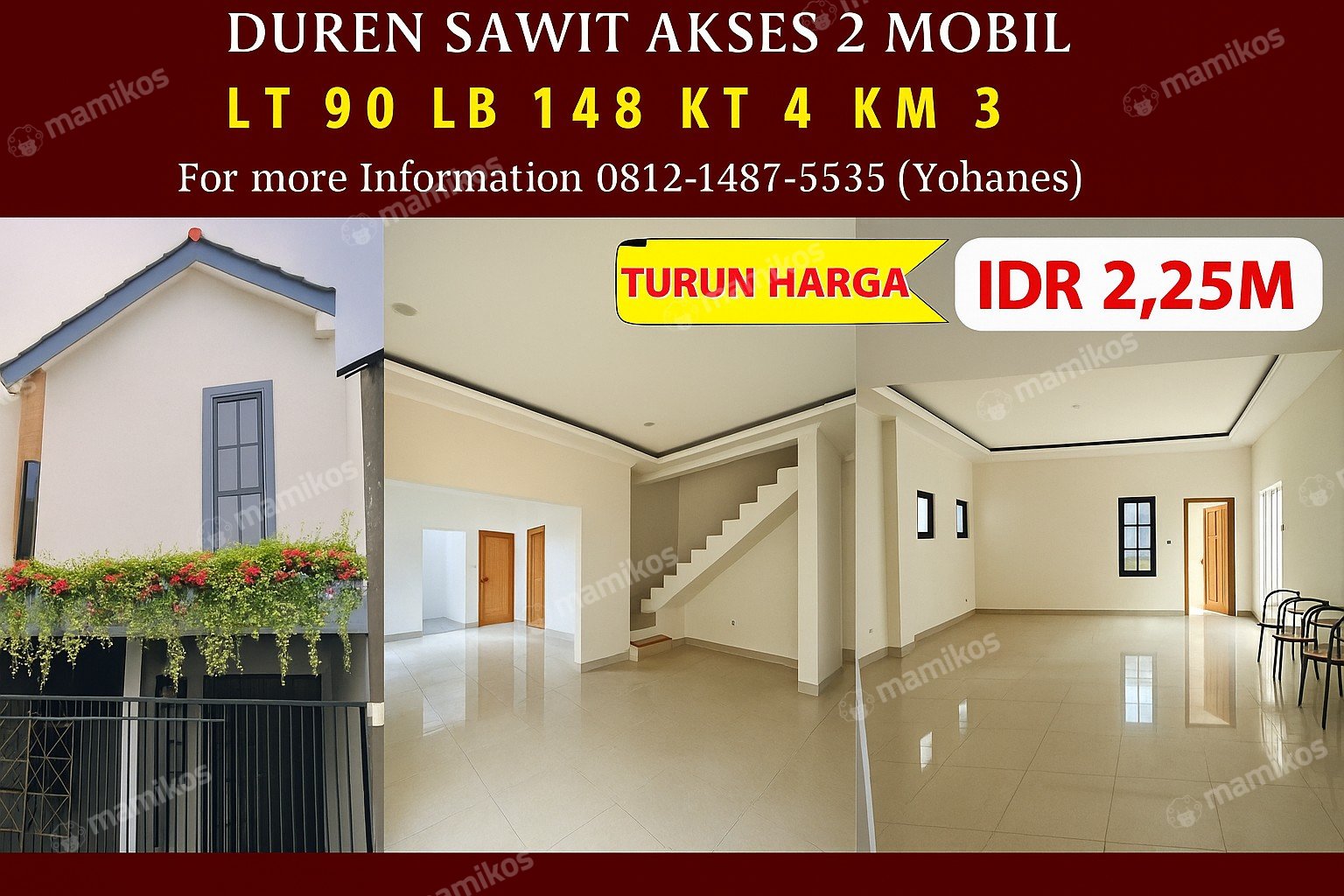 Rumah Sertifikat SHM 4 Kamar Tidur 3 Kamar Mandi Duren Sawit Jakarta Timur