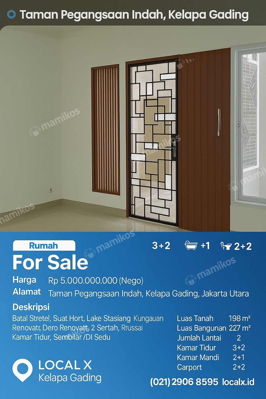 Rumah Sertifikat SHM 3 Kamar Tidur 2 Kamar Mandi Kelapa Gading Jakarta Utara - Photo 2
