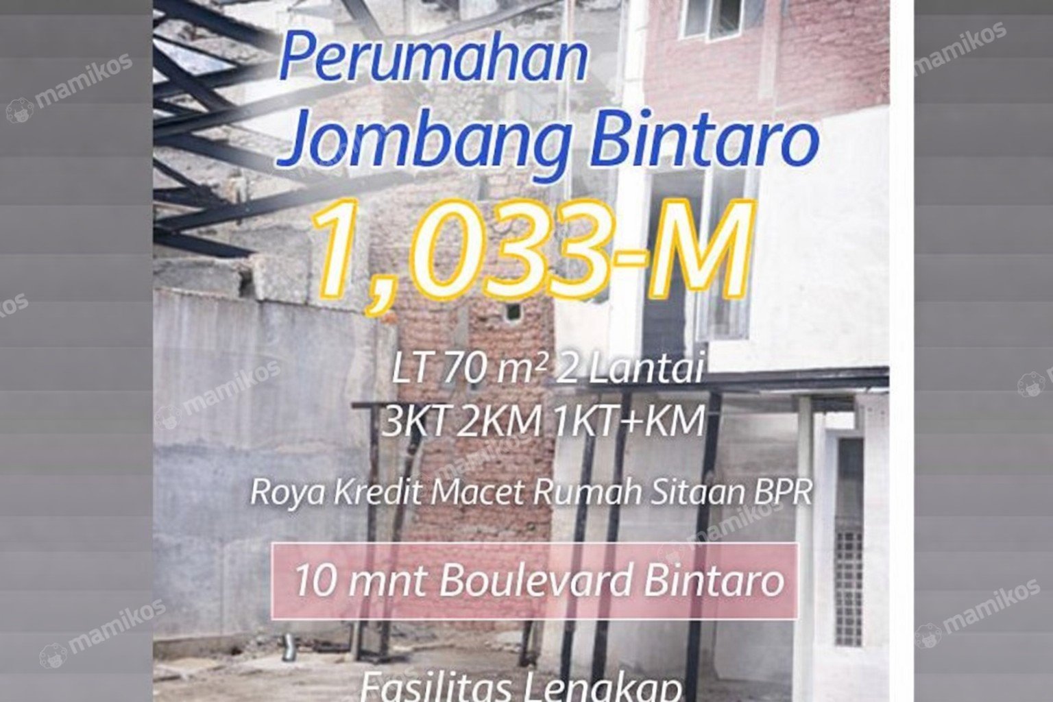 Rumah Sertifikat SHM 3 Kamar Tidur 2 Kamar Mandi Bintaro Jakarta Selatan