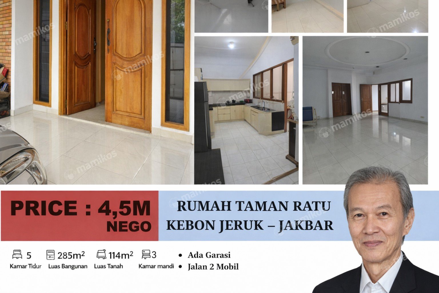 Rumah Sertifikat SHM 5 Kamar Tidur 4 Kamar Mandi Taman Ratu Jakarta Barat