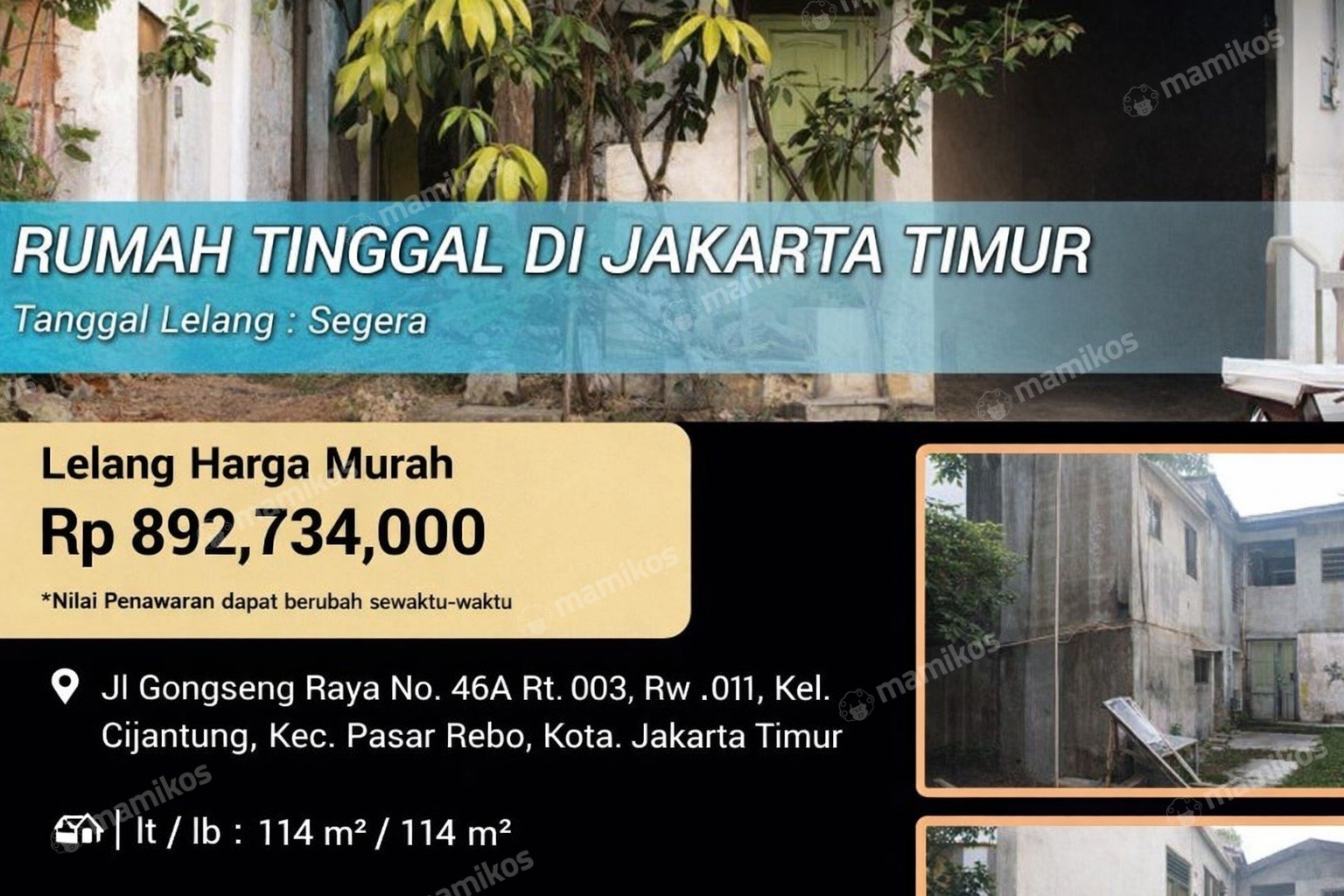 Rumah Sertifikat SHM 2 Kamar Tidur 1 Kamar Mandi Pasar Rebo Jakarta Timur