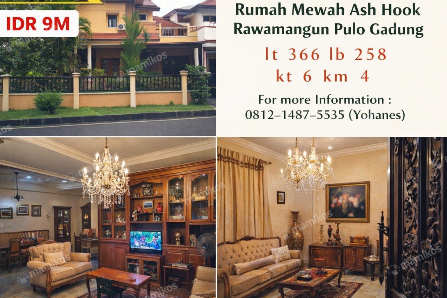 Rumah Sertifikat SHM 6 Kamar Tidur 4 Kamar Mandi Rawamangun Jakarta Timur