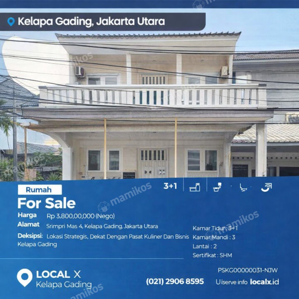 Rumah Sertifikat SHM 3 Kamar Tidur 3 Kamar Mandi Kelapa Gading Jakarta Utara - Photo 2