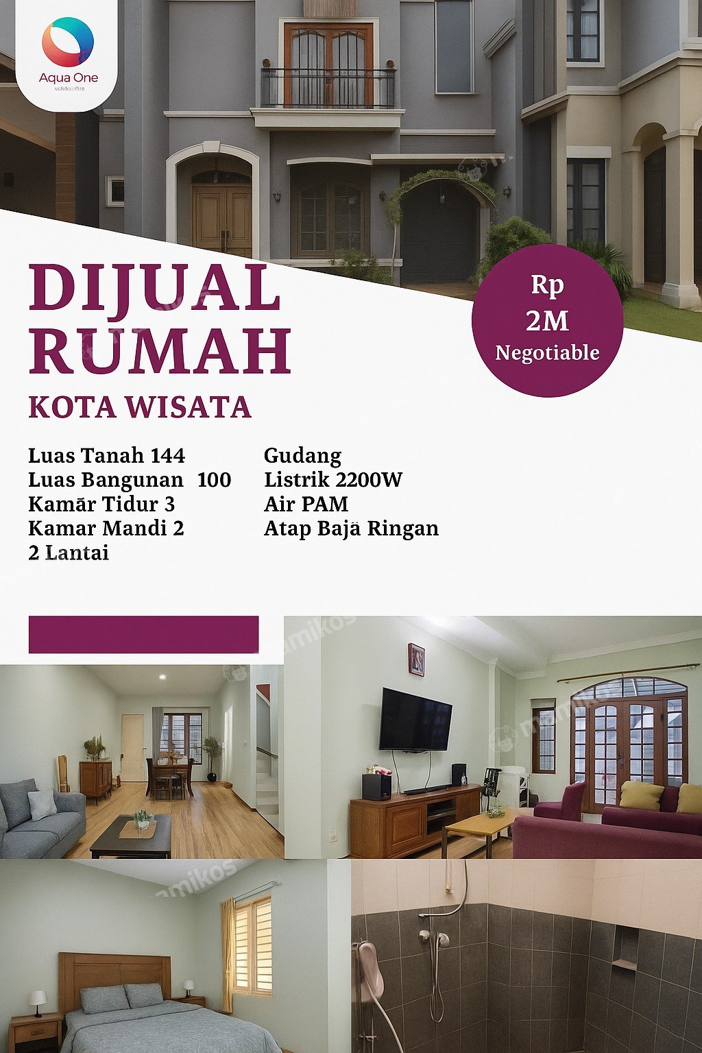 Rumah Sertifikat SHM 3 Kamar Tidur 2 Kamar Mandi Kota Wisata Jakarta Timur - Photo 5