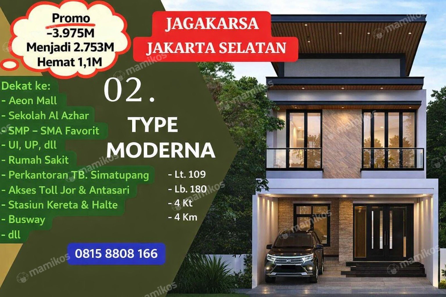 Rumah Sertifikat SHM 4 Kamar Tidur 4 Kamar Mandi Jagakarsa Jakarta Selatan