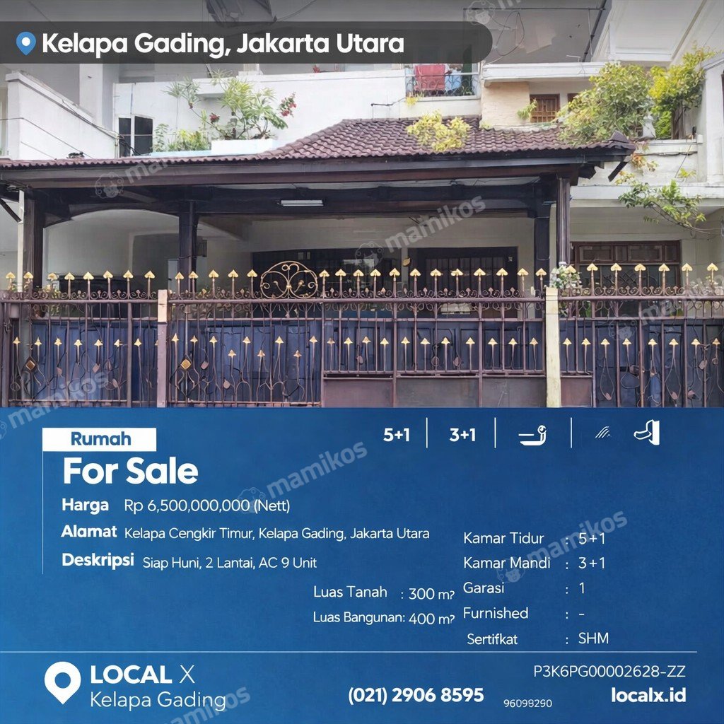 Rumah 5 Kamar Tidur 3 Kamar Mandi 2 Lantai Kelapa Gading Jakarta Utara - Photo 2