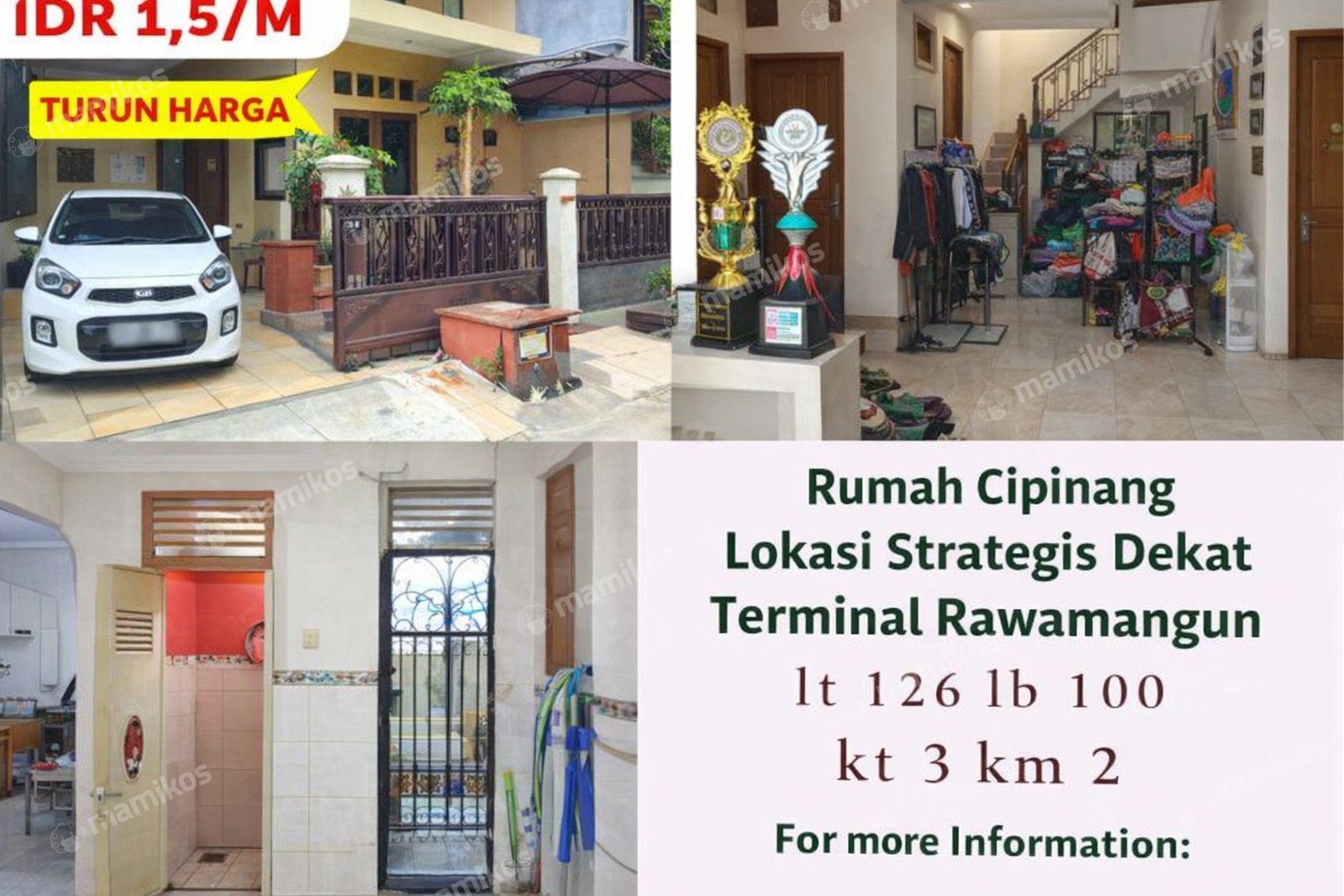 Rumah Sertifikat SHM 3 Kamar Tidur 2 Kamar Mandi Cipinang Jakarta Timur