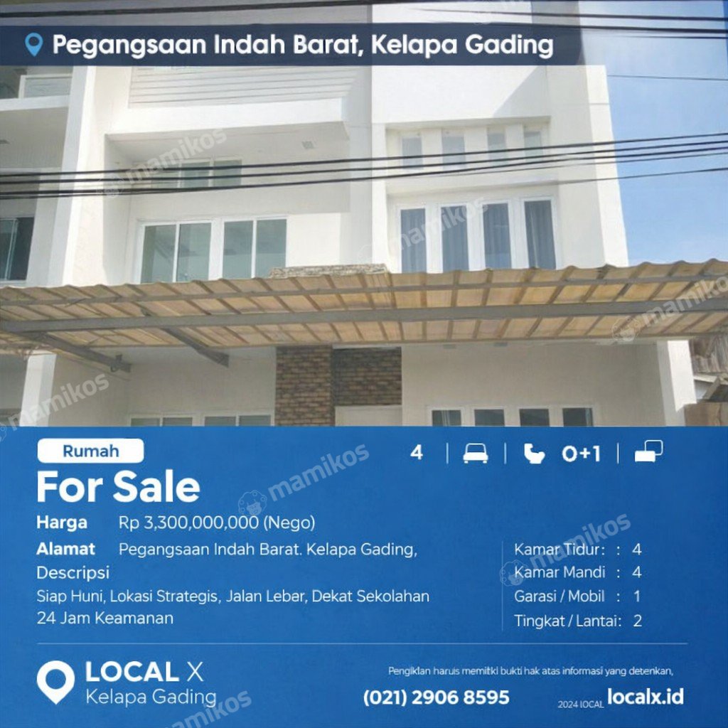 Rumah Sertifikat SHM 4 Kamar Tidur 4 Kamar Mandi Kelapa Gading Jakarta Utara - Photo 2
