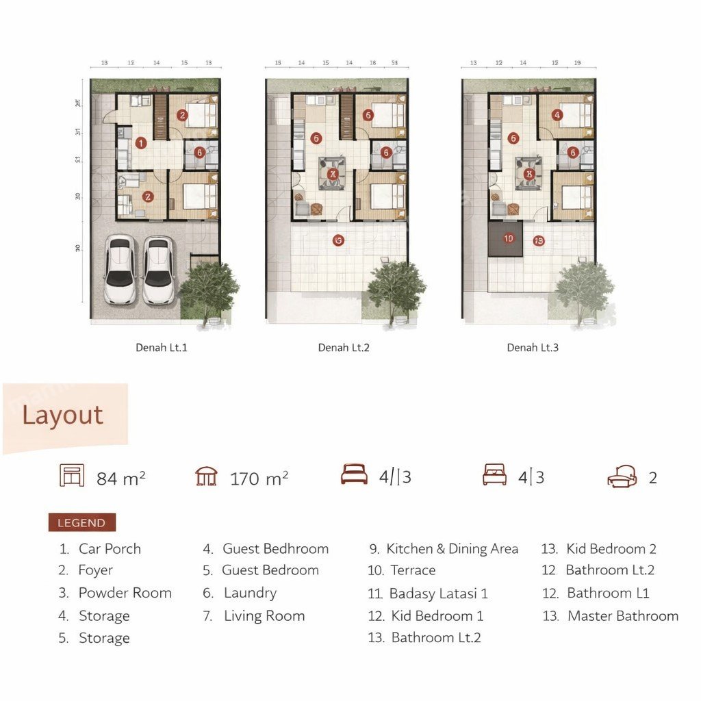 Rumah 4 Kamar Tidur 4 Kamar Mandi 3 Lantai Lebak Bulus Jakarta Selatan - Photo 3
