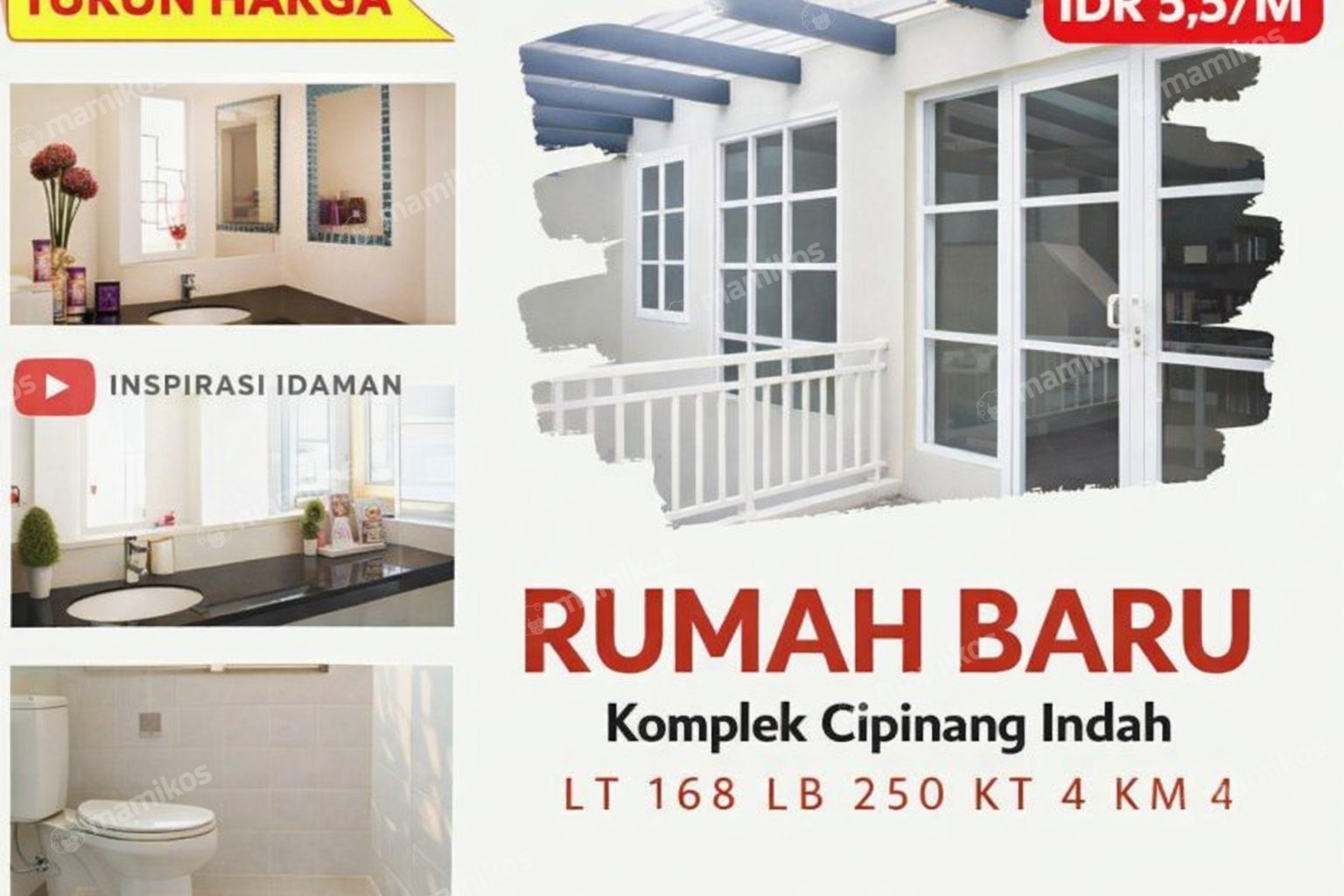 Rumah Sertifikat SHM 4 Kamar Tidur 4 Kamar Mandi Cipinang Jakarta Timur