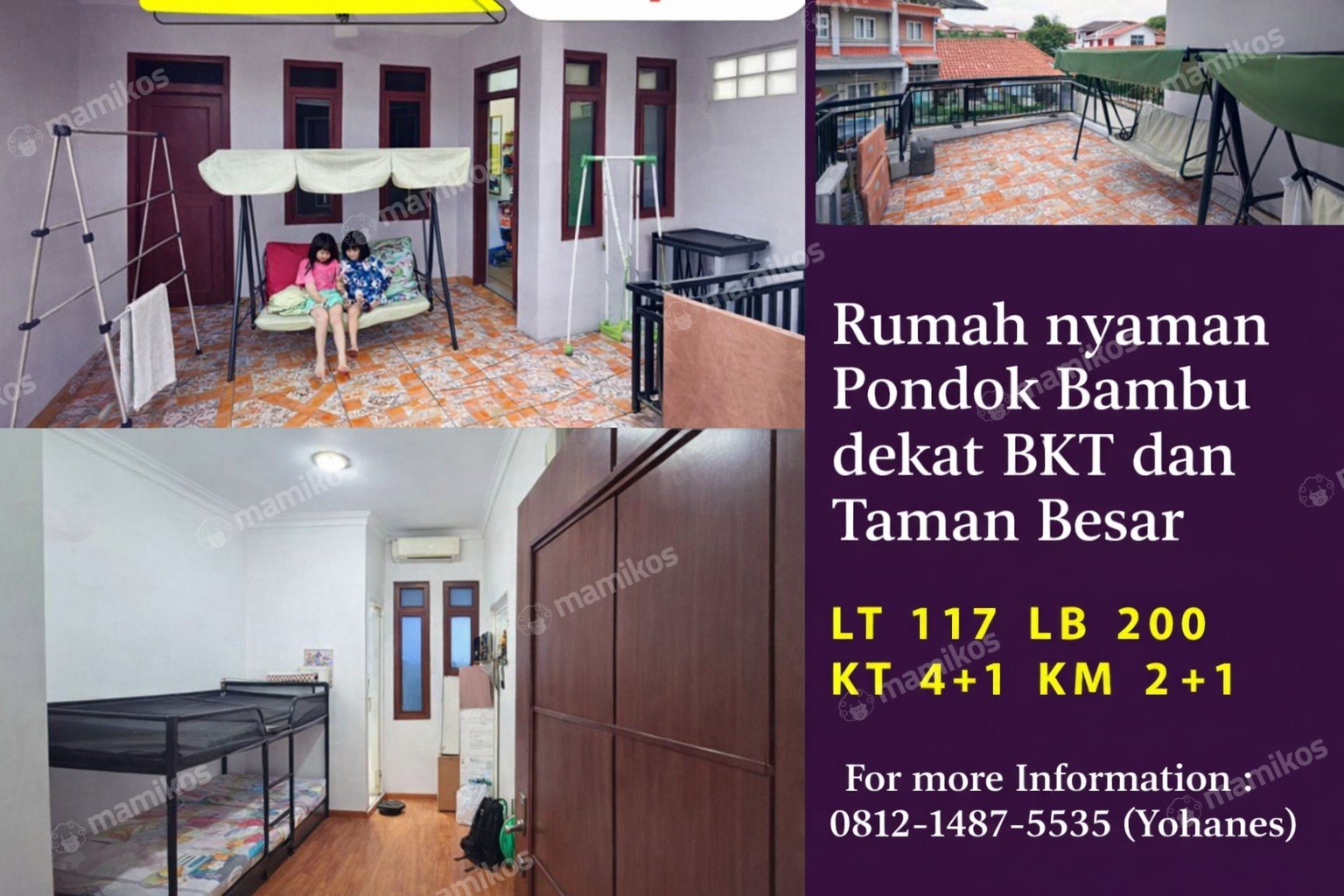 Rumah Sertifikat SHM 4 Kamar Tidur 2 Kamar Mandi Pondok Bambu Jakarta Timur