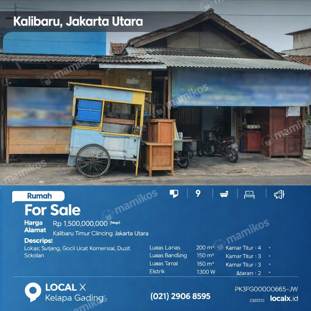 Rumah Sertifikat SHM 9 Kamar Tidur 4 Kamar Mandi Cilincing Jakarta Utara - Photo 2
