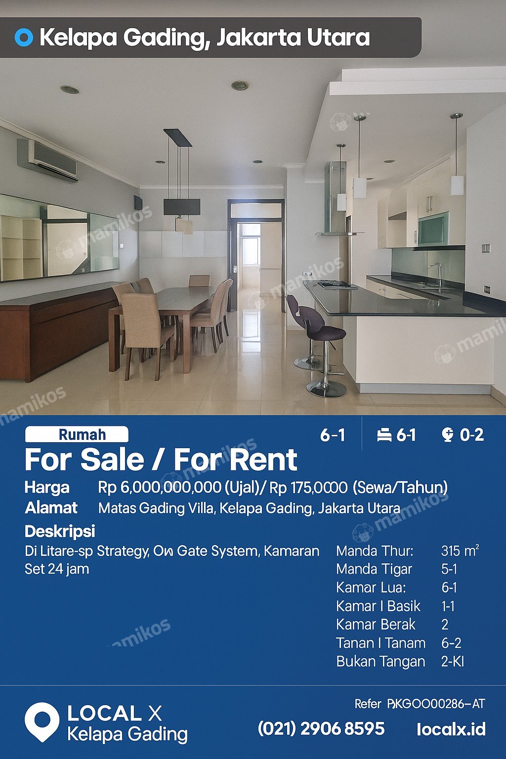 Rumah Sertifikat SHM 6 Kamar Tidur 6 Kamar Mandi Kelapa Gading Jakarta Utara - Photo 2