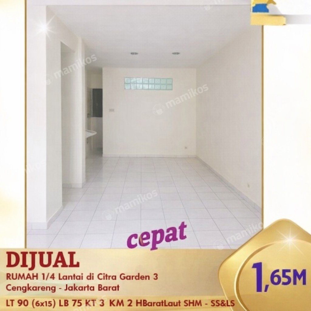 Rumah Sertifikat SHM 3 Kamar Tidur 2 Kamar Mandi Citra Garden Jakarta Barat - Photo 2