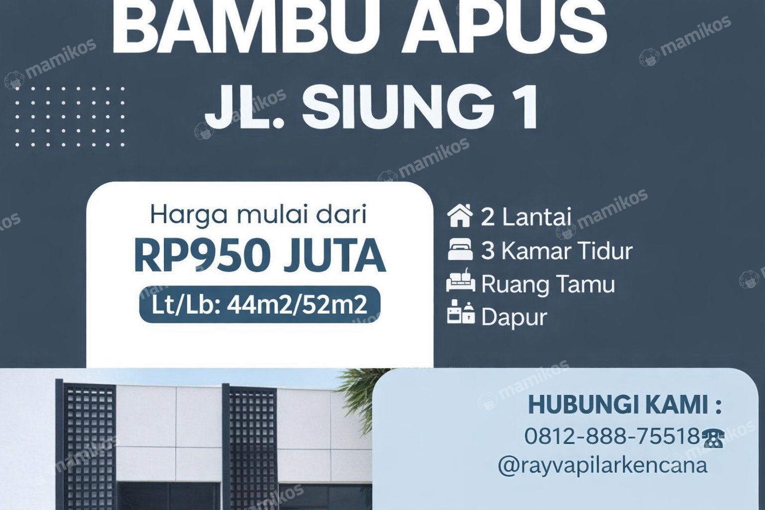 Rumah Sertifikat SHM 3 Kamar Tidur 2 Kamar Mandi Bambu Apus Jakarta Timur