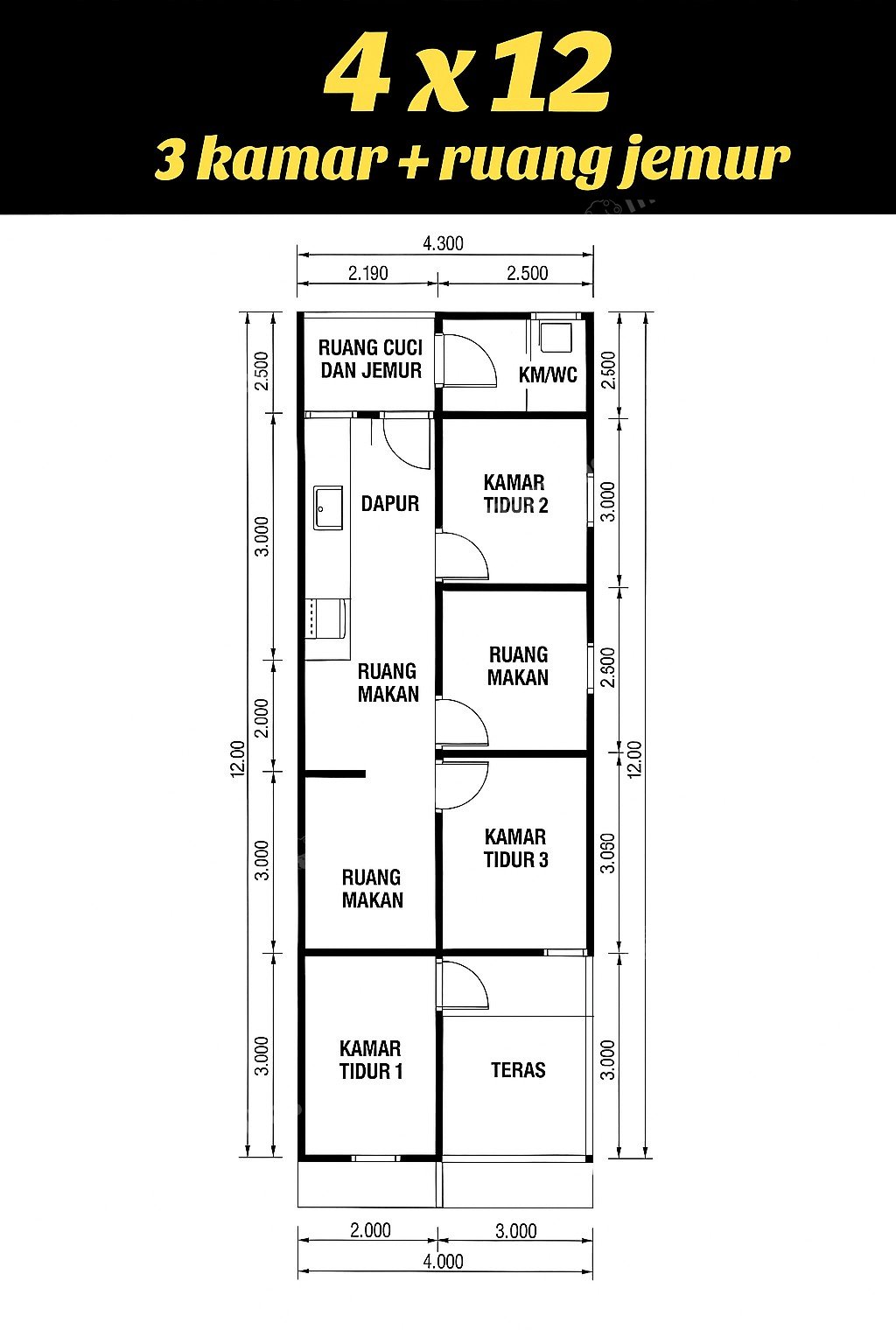 Rumah 3 Kamar Tidur 2 Kamar Mandi 2 Lantai Condet Jakarta Timur - Photo 2