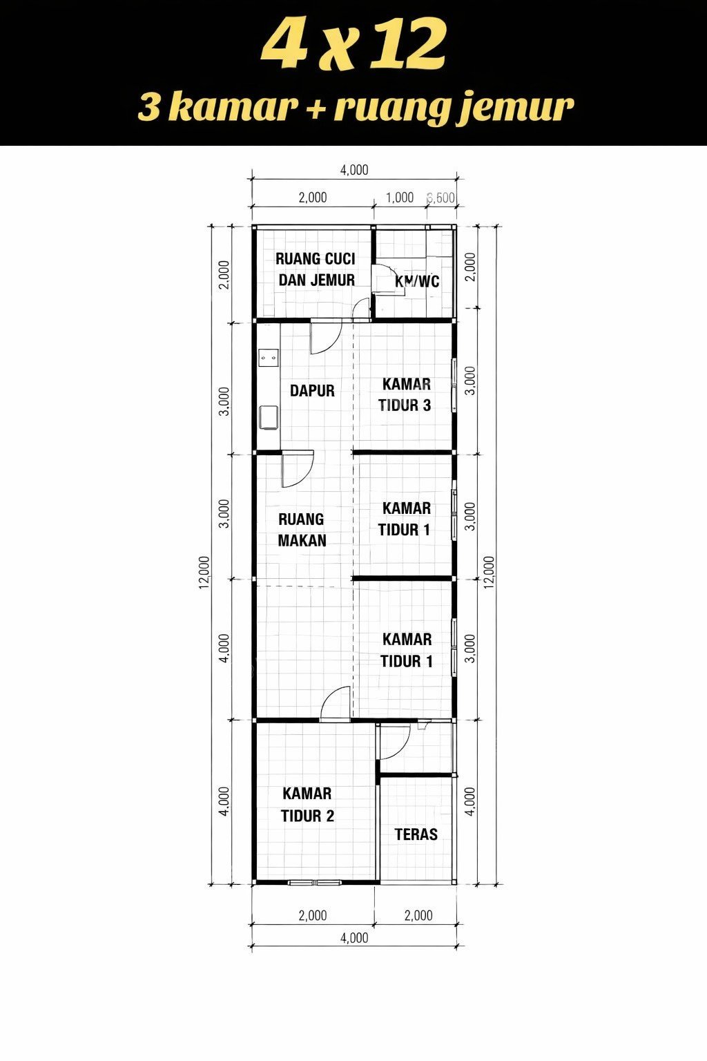 Rumah 3 Kamar Tidur 2 Kamar Mandi 2 Lantai Condet Jakarta Timur - Photo 3