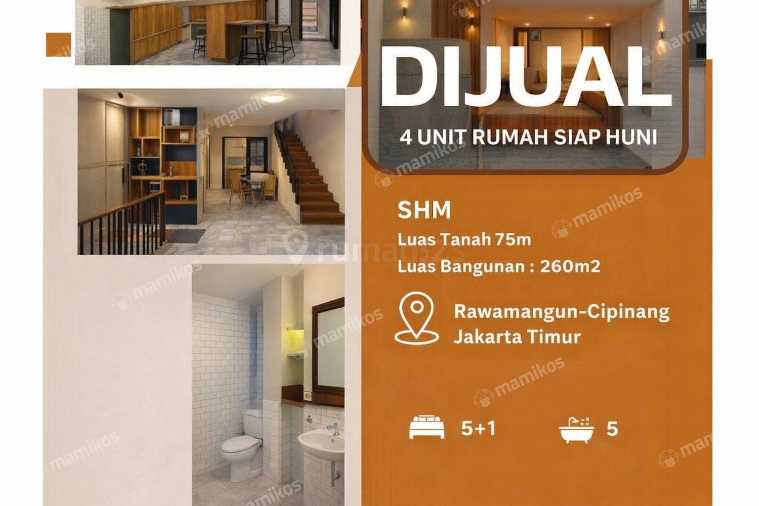 Rumah Sertifikat SHM 5 Kamar Tidur 5 Kamar Mandi Rawamangun Jakarta Timur