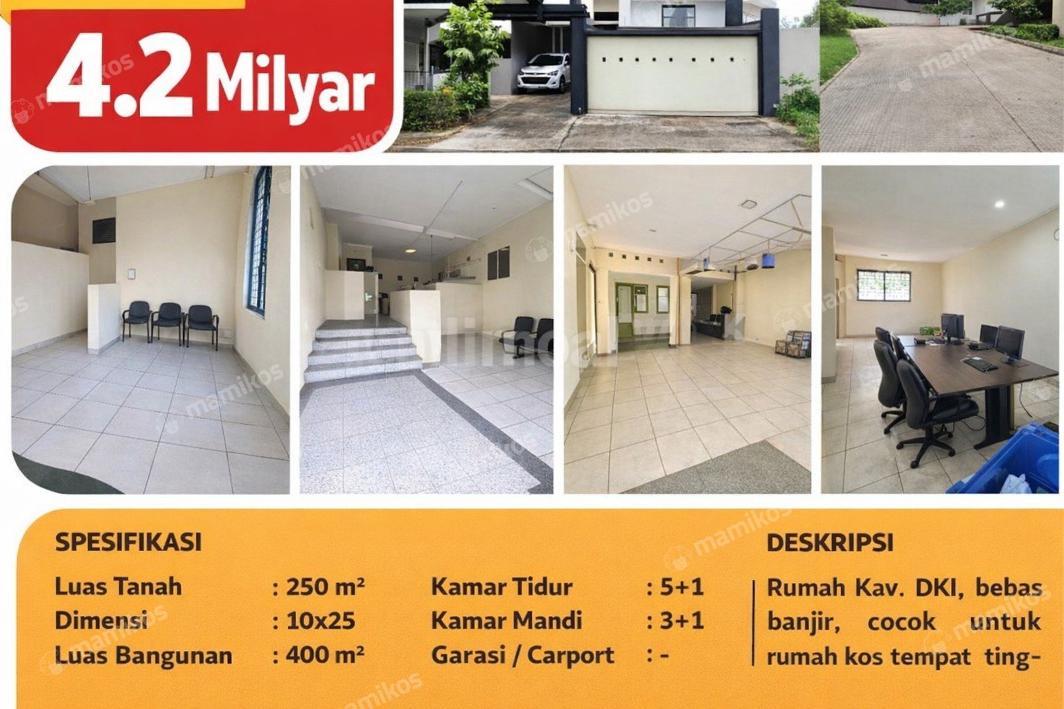 Rumah Sertifikat SHM 6 Kamar Tidur 4 Kamar Mandi Kav DKI Jakarta Barat