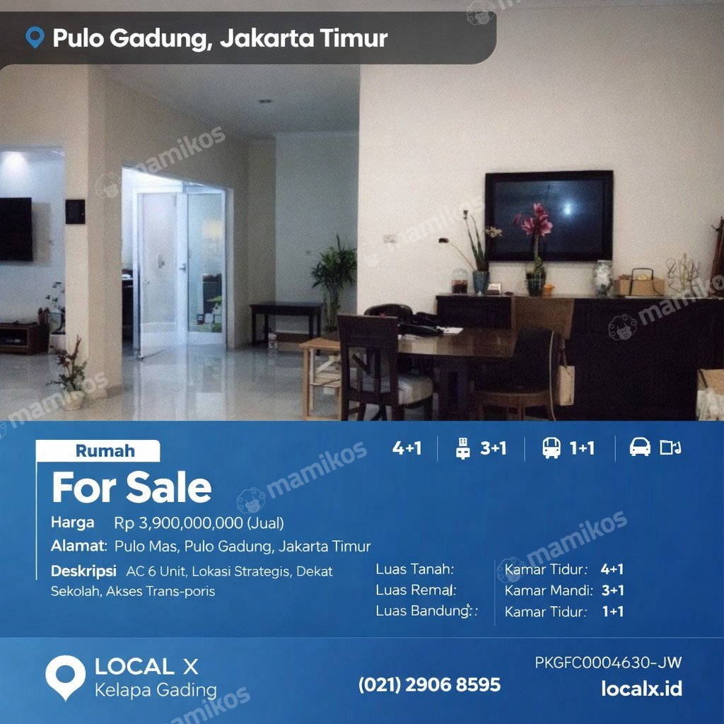 Rumah Sertifikat SHM 4 Kamar Tidur 3 Kamar Mandi Pulo Gadung Jakarta Timur - Photo 2