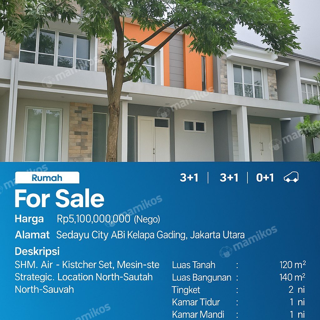 Rumah Sertifikat PPJB 3 Kamar Tidur 3 Kamar Mandi Kelapa Gading Jakarta Utara - Photo 2
