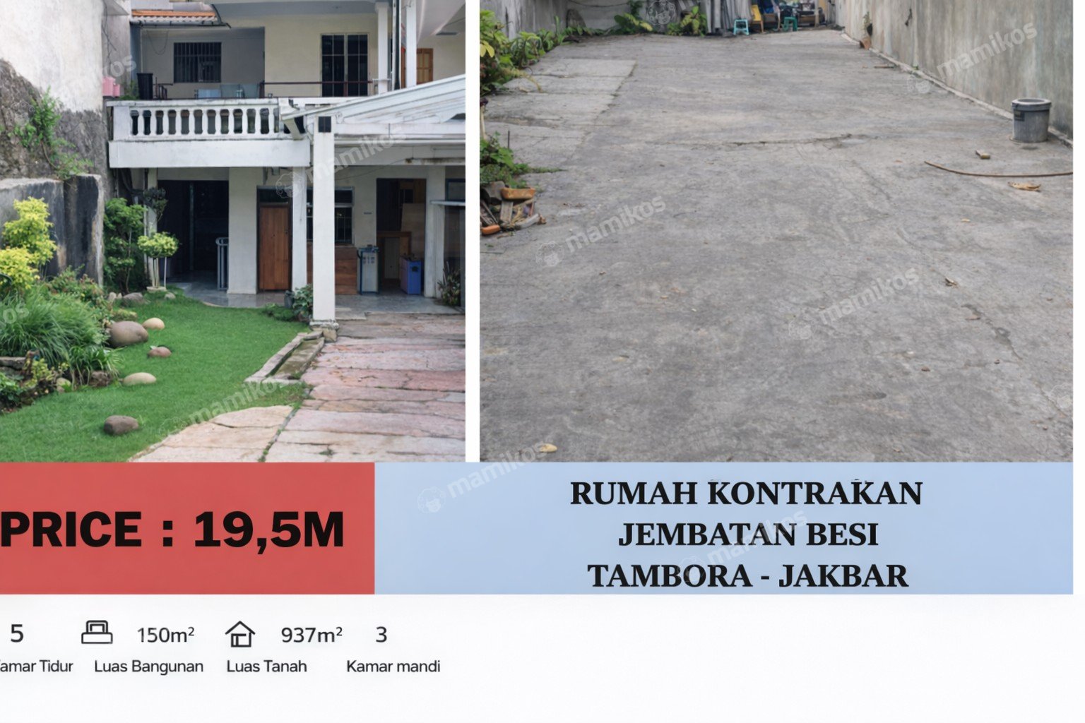 Rumah 5 Kamar Tidur 3 Kamar Mandi 2 Lantai Jembatan Besi Jakarta Barat