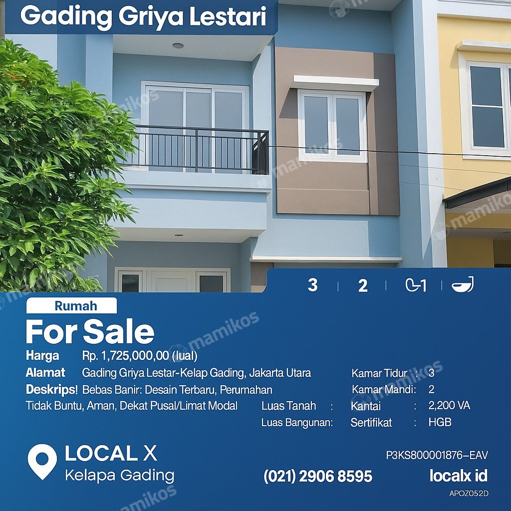 Rumah Sertifikat SHM 3 Kamar Tidur 2 Kamar Mandi Kelapa Gading Jakarta Utara - Photo 2