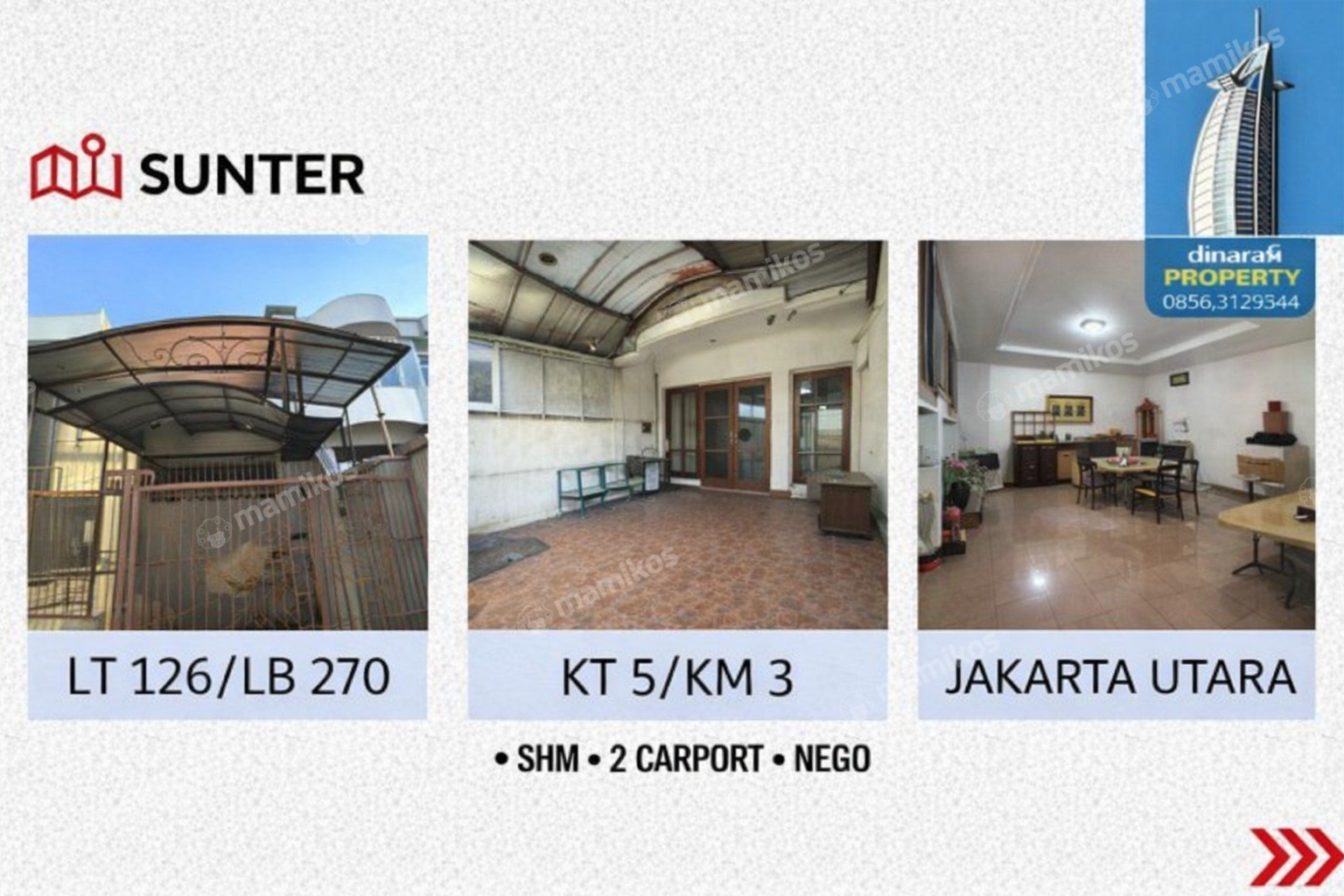 Rumah Sertifikat SHM 5 Kamar Tidur 3 Kamar Mandi Sunter Jakarta Utara