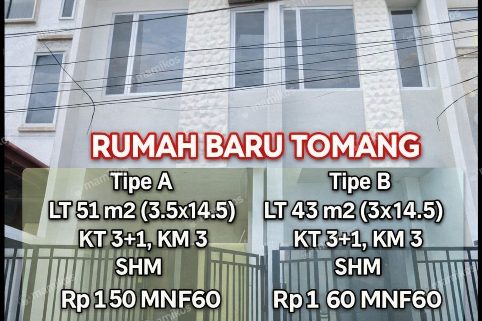Rumah Sertifikat SHM 4 Kamar Tidur 3 Kamar Mandi Tomang Jakarta Barat