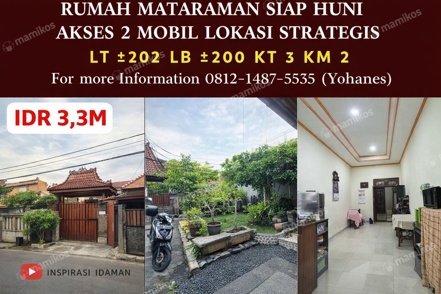 Rumah Sertifikat SHM 3 Kamar Tidur 2 Kamar Mandi Matraman Jakarta Timur