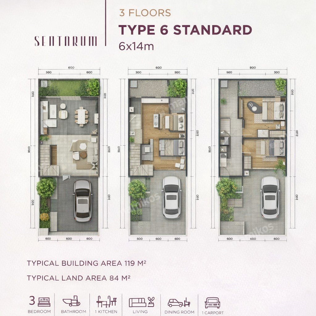 Rumah 3 Kamar Tidur 3 Kamar Mandi 3 Lantai Jakarta Garden City Jakarta Timur - Photo 2