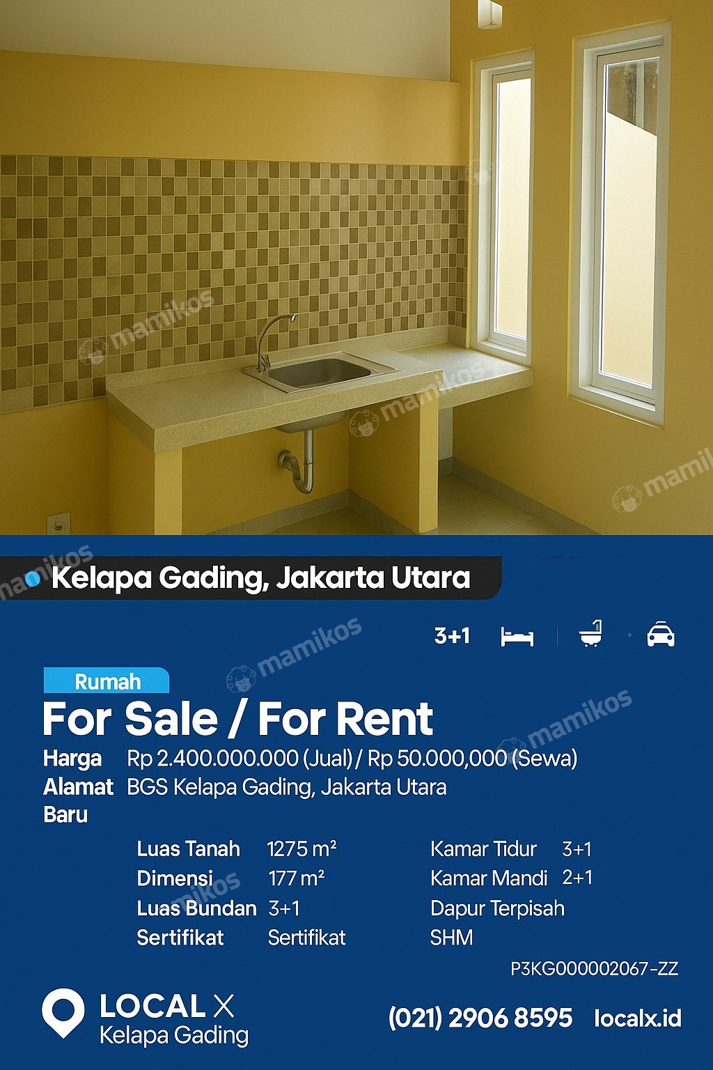 Rumah Sertifikat SHM 3 Kamar Tidur 2 Kamar Mandi Kelapa Gading Jakarta Utara - Photo 2