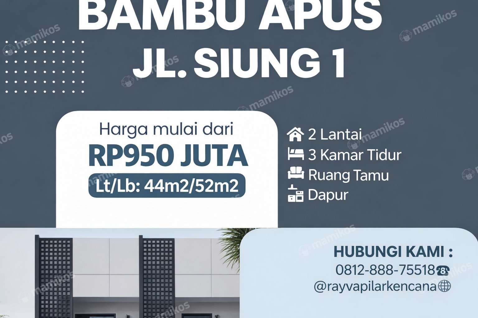 Rumah Sertifikat SHM 3 Kamar Tidur 2 Kamar Mandi Bambu Apus Jakarta Timur