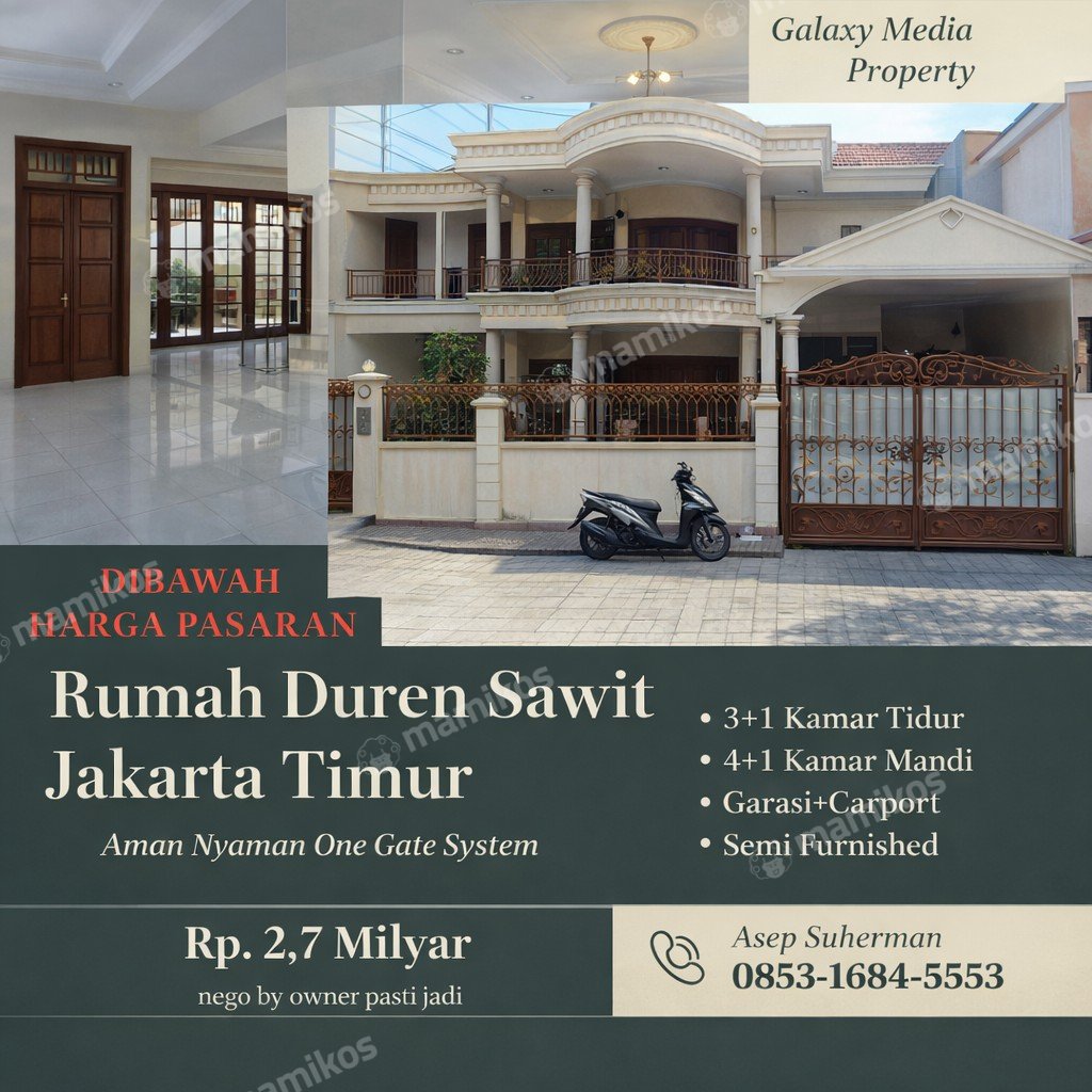 Rumah Sertifikat SHM 4 Kamar Tidur 5 Kamar Mandi Duren Sawit Jakarta Timur - Photo 2