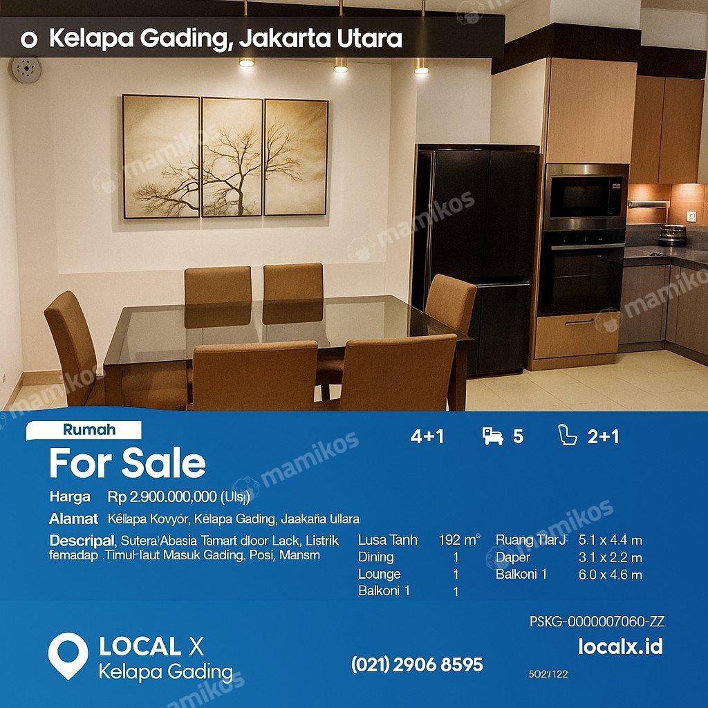 Rumah Sertifikat SHM 4 Kamar Tidur 5 Kamar Mandi Kelapa Gading Jakarta Utara - Photo 2