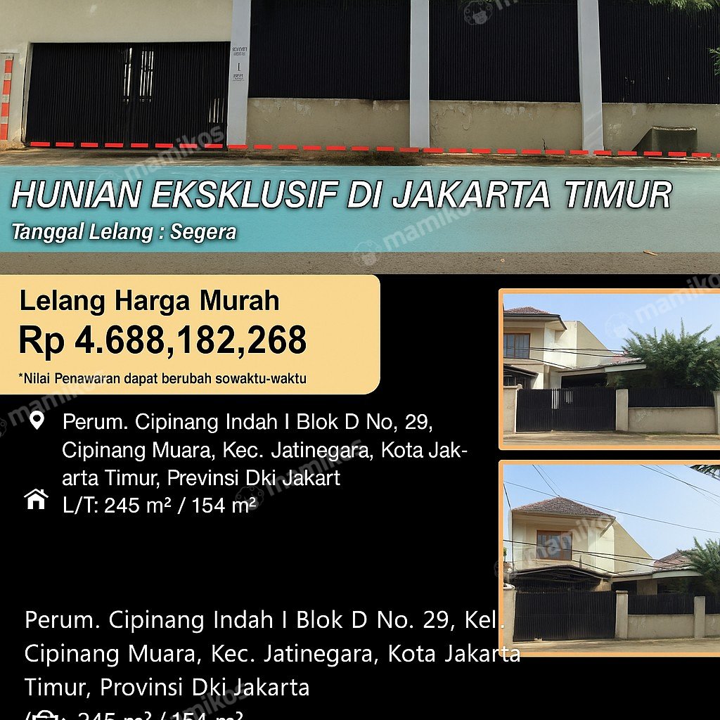 Rumah Sertifikat SHM 4 Kamar Tidur 2 Kamar Mandi Jatinegara Jakarta Timur
