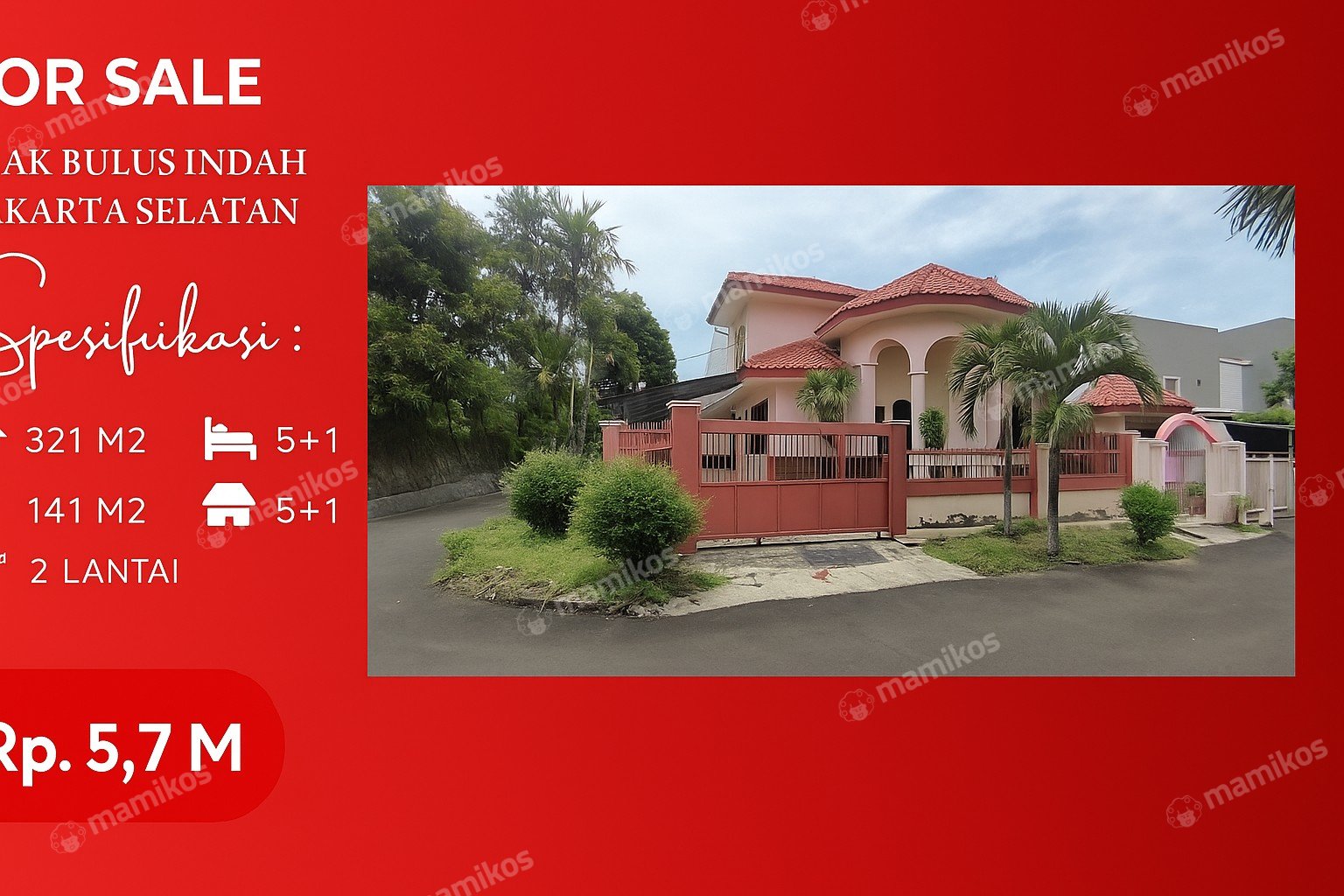 Rumah Sertifikat SHM 5 Kamar Tidur 5 Kamar Mandi Lebak Bulus Jakarta Selatan