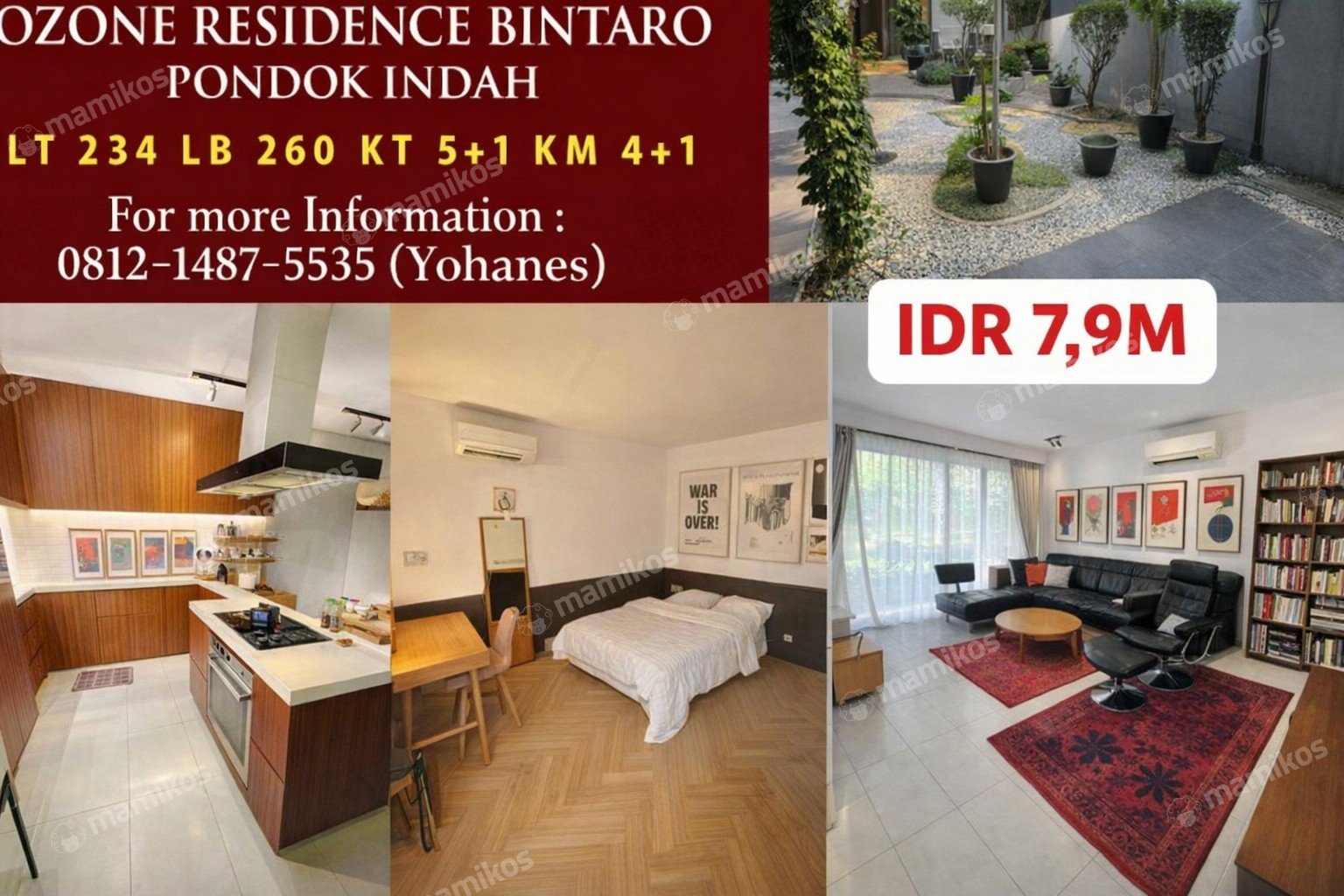 Rumah Sertifikat SHM 6 Kamar Tidur 5 Kamar Mandi Bintaro Jakarta Selatan