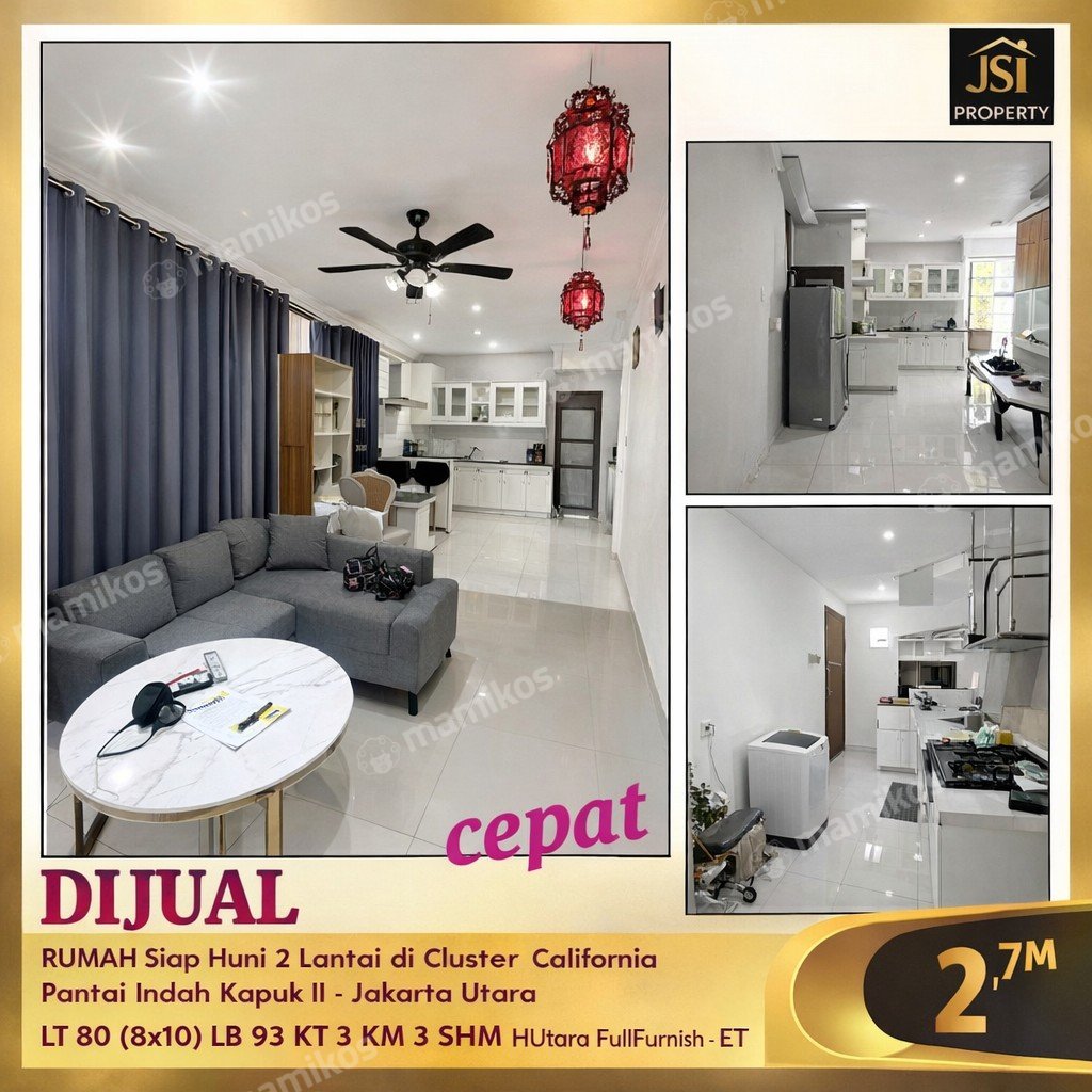 Rumah Sertifikat SHM 3 Kamar Tidur 3 Kamar Mandi Pantai Indah Kapuk 2 Jakarta Utara - Photo 2