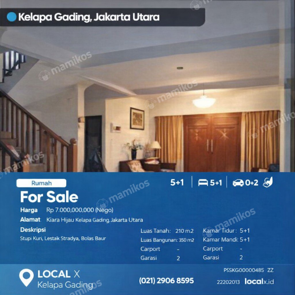 Rumah Sertifikat SHM 5 Kamar Tidur 5 Kamar Mandi Kelapa Gading Jakarta Utara - Photo 2