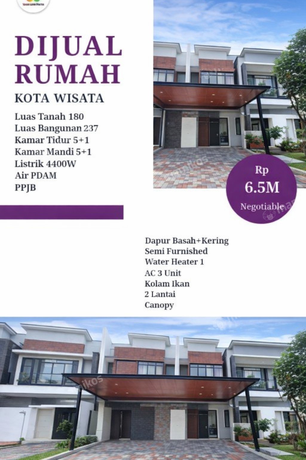 Rumah Sertifikat PPJB 4 Kamar Tidur 6 Kamar Mandi Kota Wisata Jakarta Timur - Photo 3
