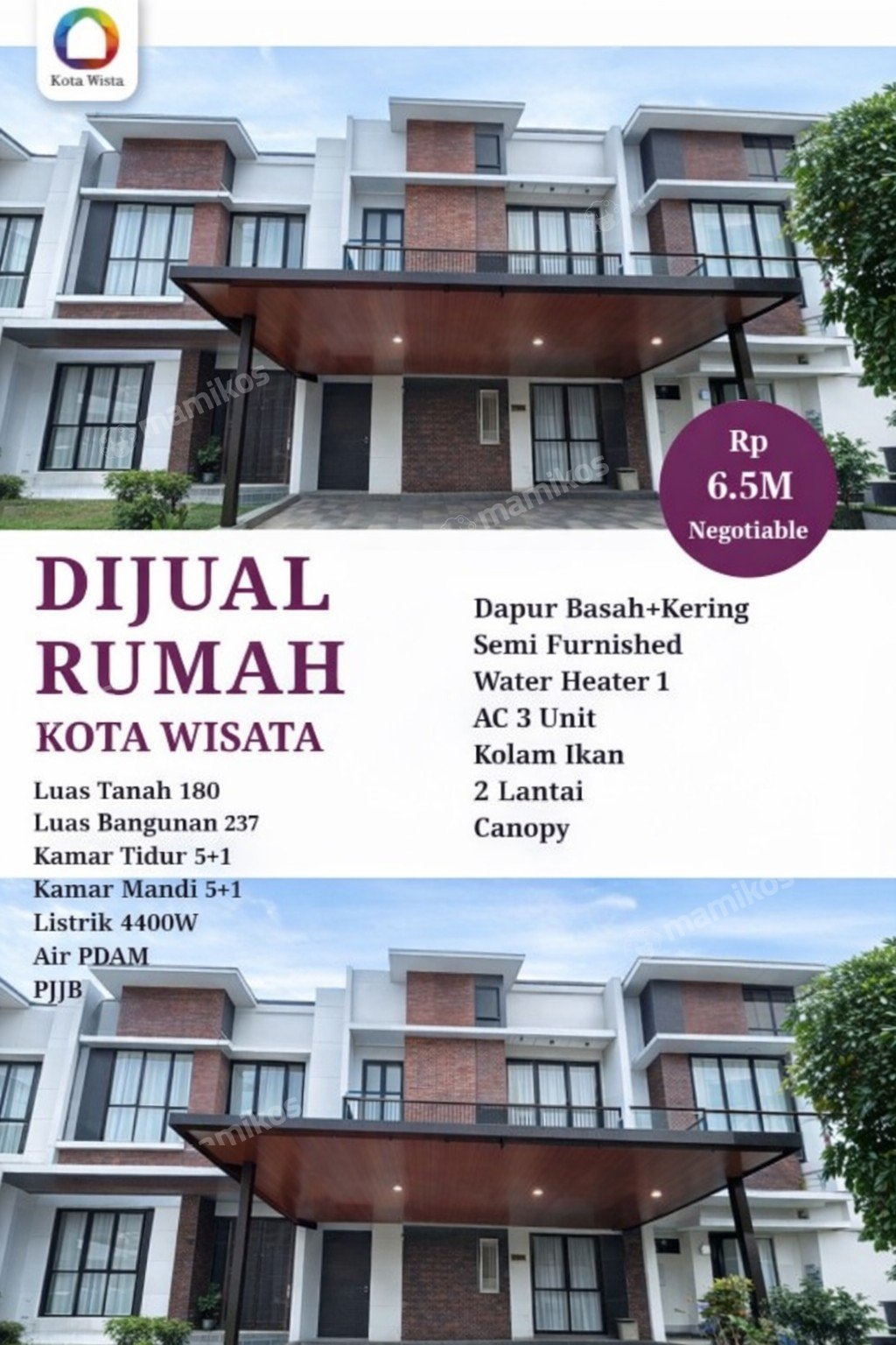 Rumah Sertifikat PPJB 4 Kamar Tidur 6 Kamar Mandi Kota Wisata Jakarta Timur - Photo 4