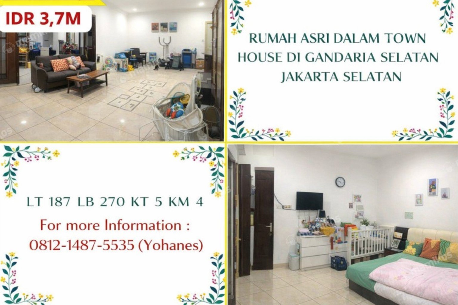 Rumah Sertifikat SHM 5 Kamar Tidur 4 Kamar Mandi Gandaria Jakarta Selatan
